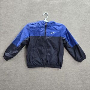 Nike Boy Jacket L (116-122CM 7) Blue Windbreaker Colorblock Just Do It Lined